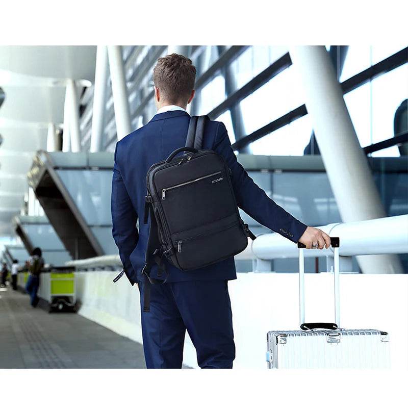 Arctic Hunter Expandable Travel Backpack Water Resistant 180° Opening Built In USB/Headphone Port Computer Bag for Men Women, B00350 - Black