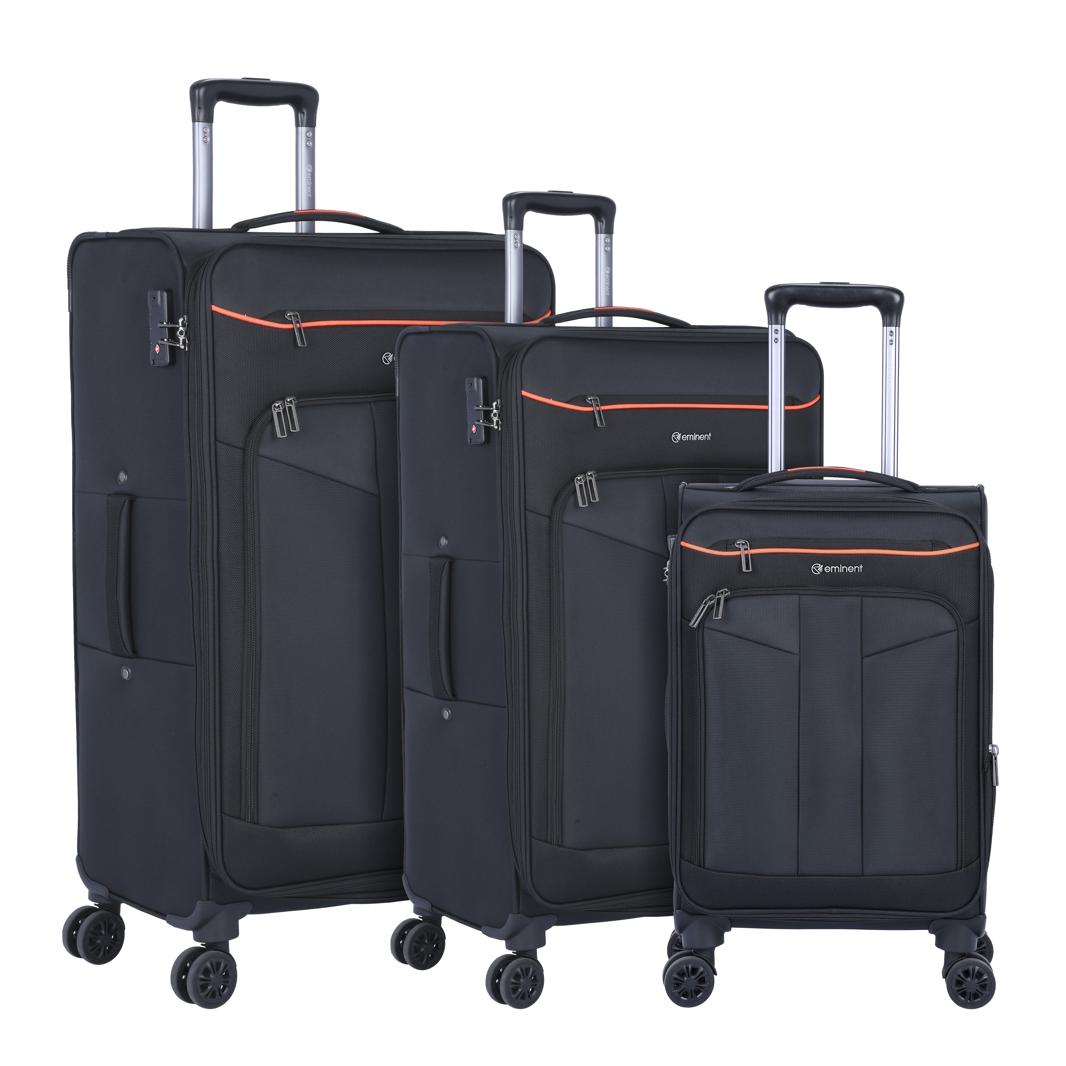 Eminent Fashion Trolley Set Unisex Soft Luggage set Trolley Polyester Lightweight Expandable 4 Double Spinner Wheeled Suitcase with 3 Digit TSA lock E788-3