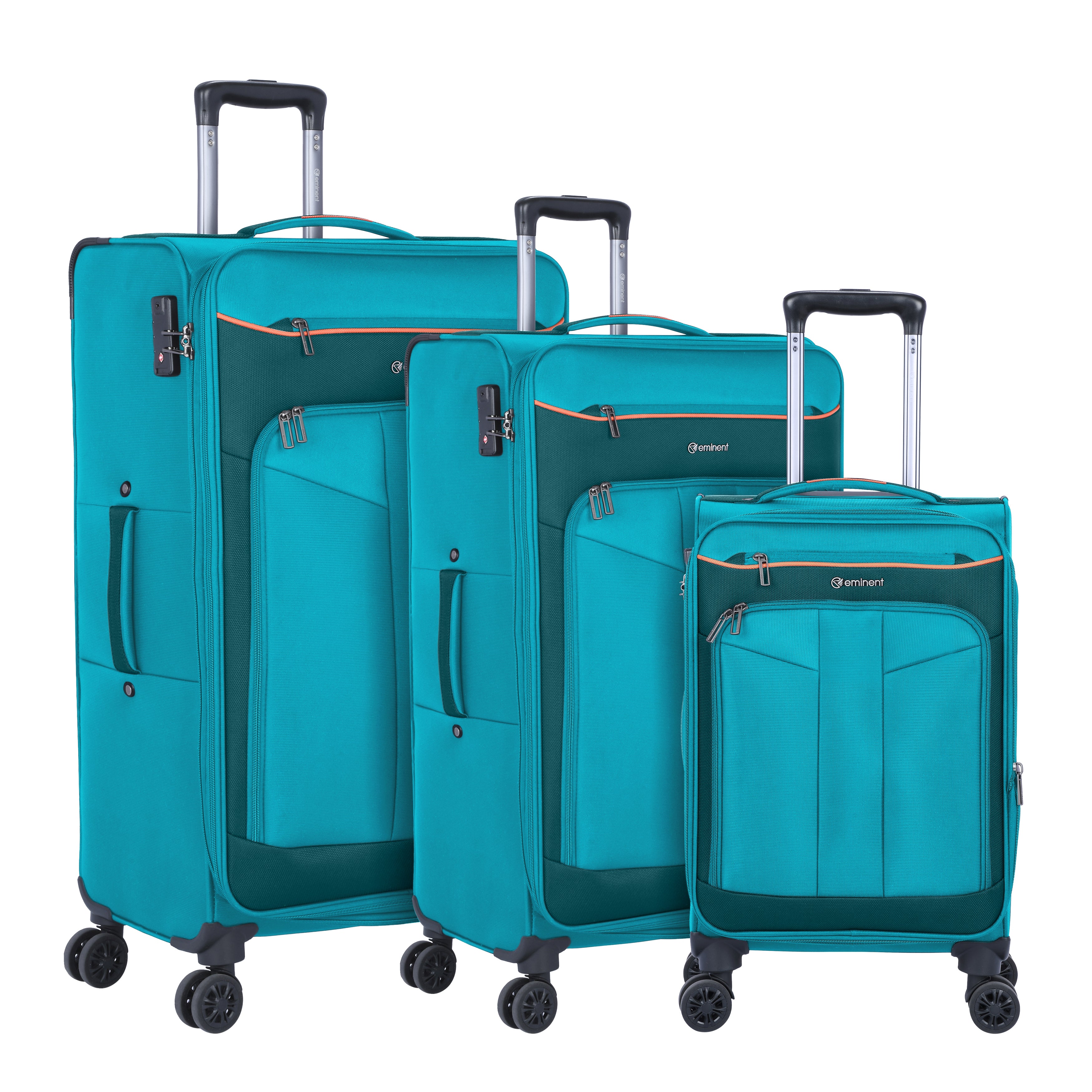 Eminent Fashion Trolley Set Unisex Soft Luggage set Trolley Polyester Lightweight Expandable 4 Double Spinner Wheeled Suitcase with 3 Digit TSA lock E788-3