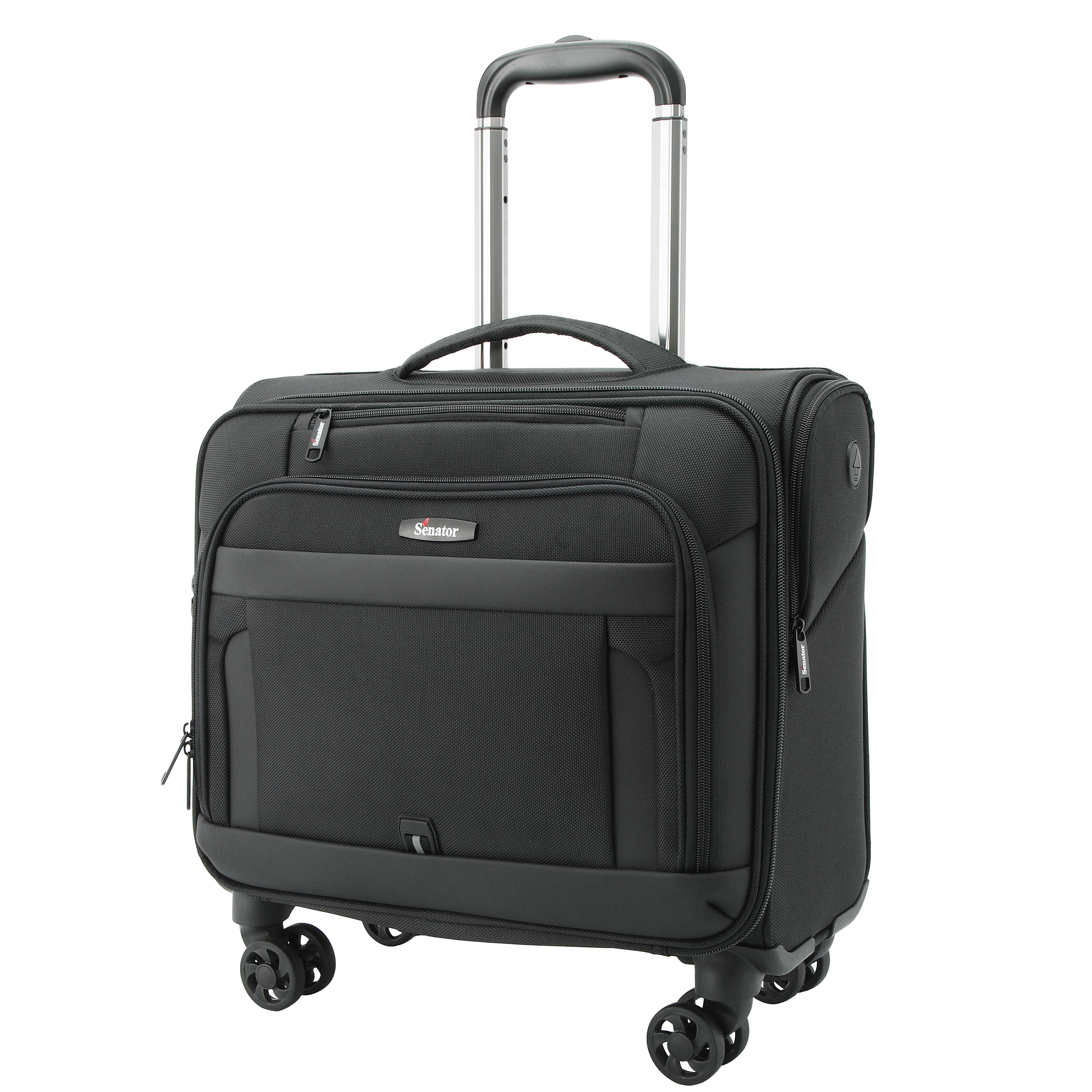 Senator 17-inch Premium Rolling Laptop Bag Water Resistant 4 Double Spinner Wheeled Pilot Case with Safe Zippers for Unisex, KH103