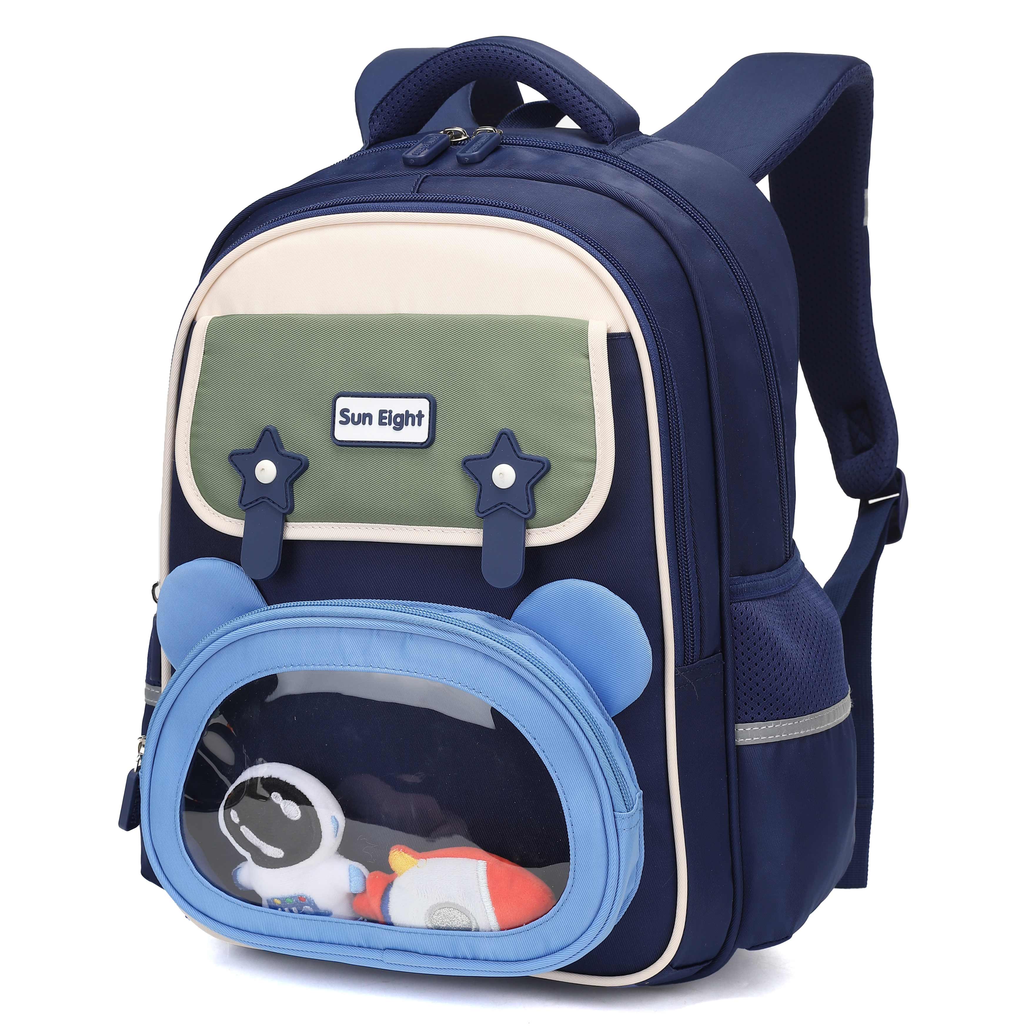 Sun Eight Premium 15.5-Inch Lightweight Water-Resistant Polyester School Backpack for Boys – Navy | SE22260
