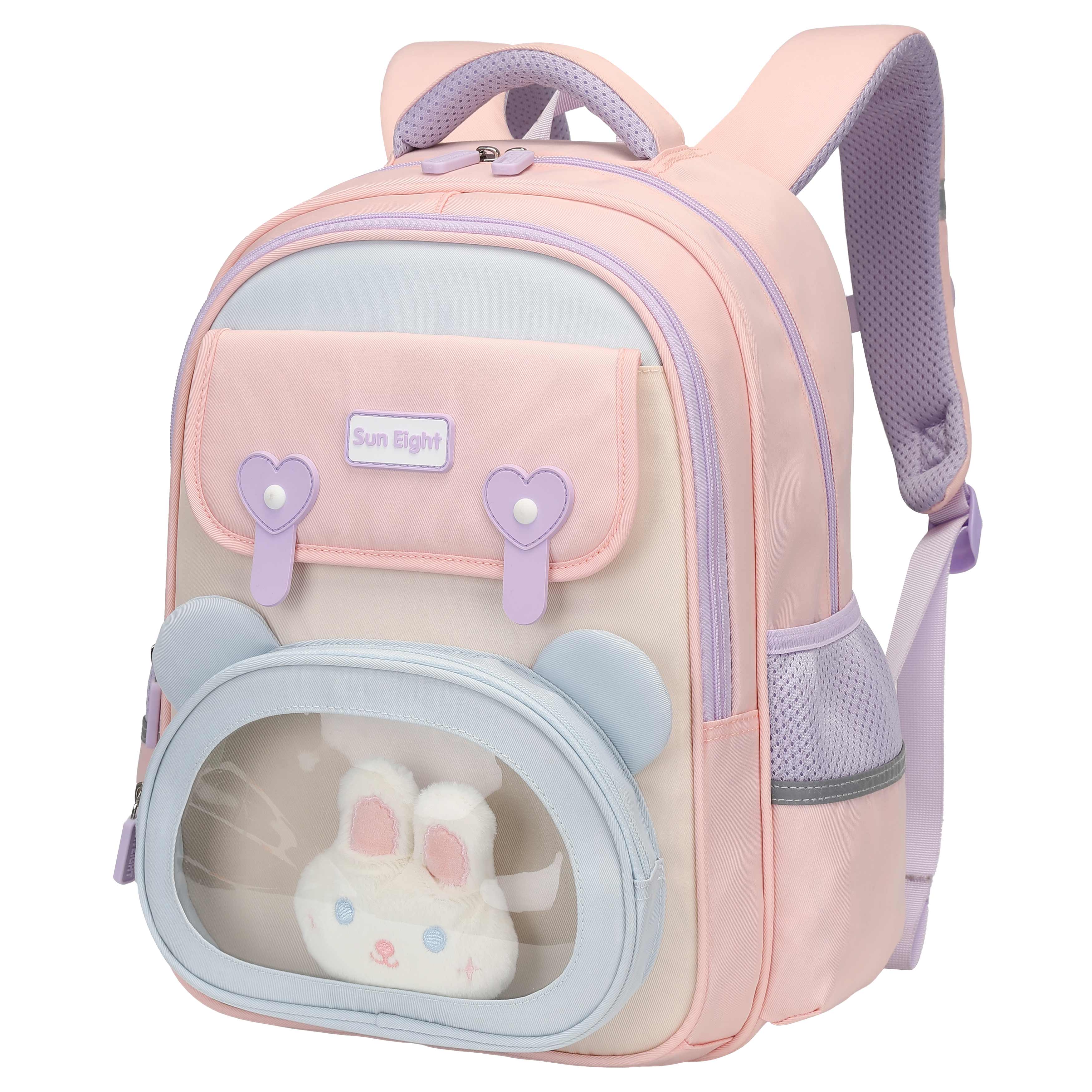 Sun Eight Premium Kids Backpack 15.5-Inch Lightweight Water-Resistant Polyester School Backpack for Girls – Pink | SE22260