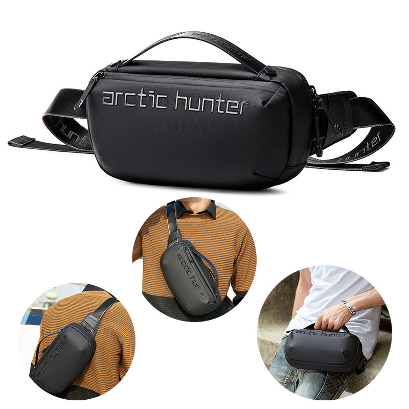 Arctic Hunter Cross Body Travel Sling Bag Water Resistant Anti-Theft Tough Men Series Unisex Messenger Shoulder bag, Y00020 Black