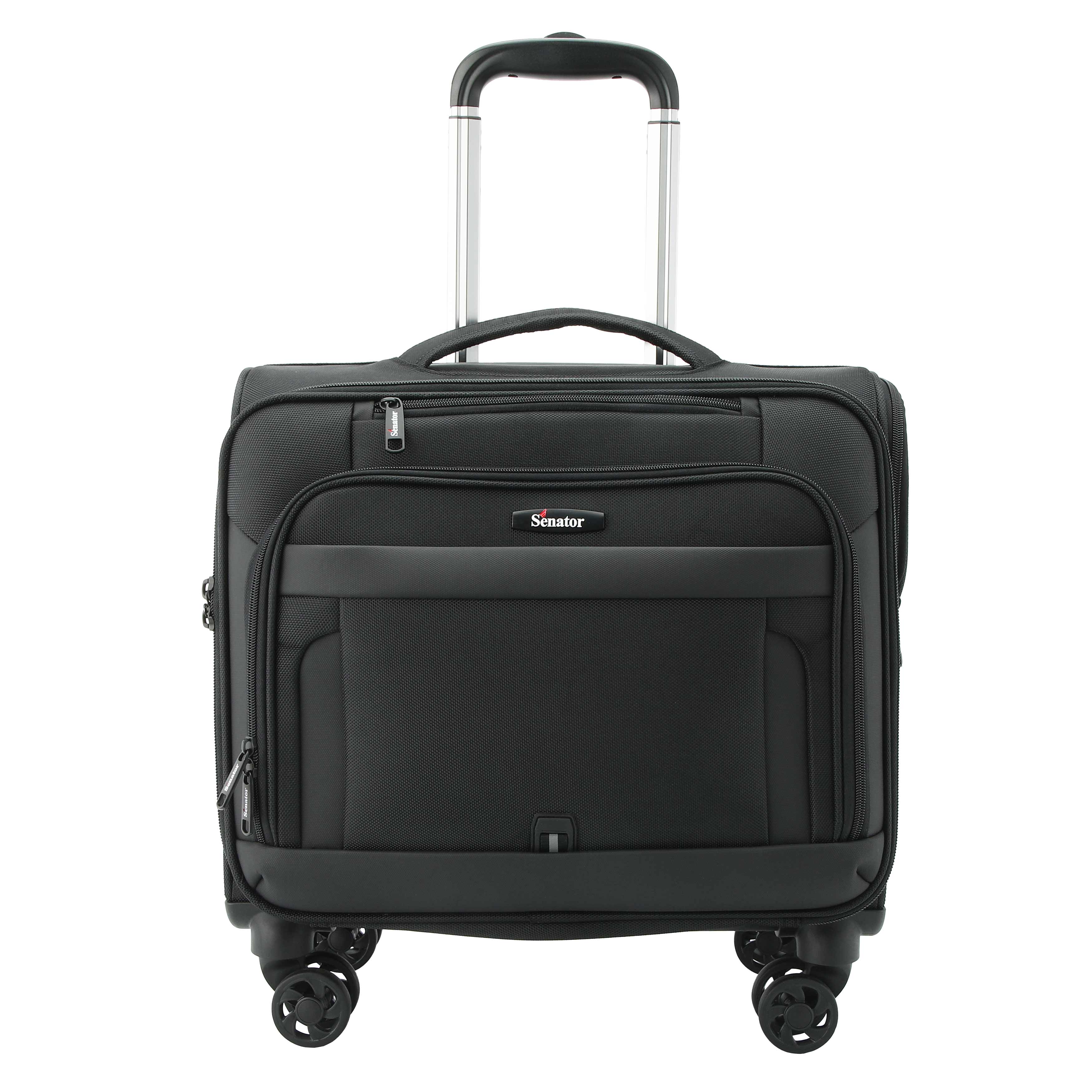 Senator 17-inch Premium Rolling Laptop Bag Water Resistant 4 Double Spinner Wheeled Pilot Case with Safe Zippers for Unisex, KH103