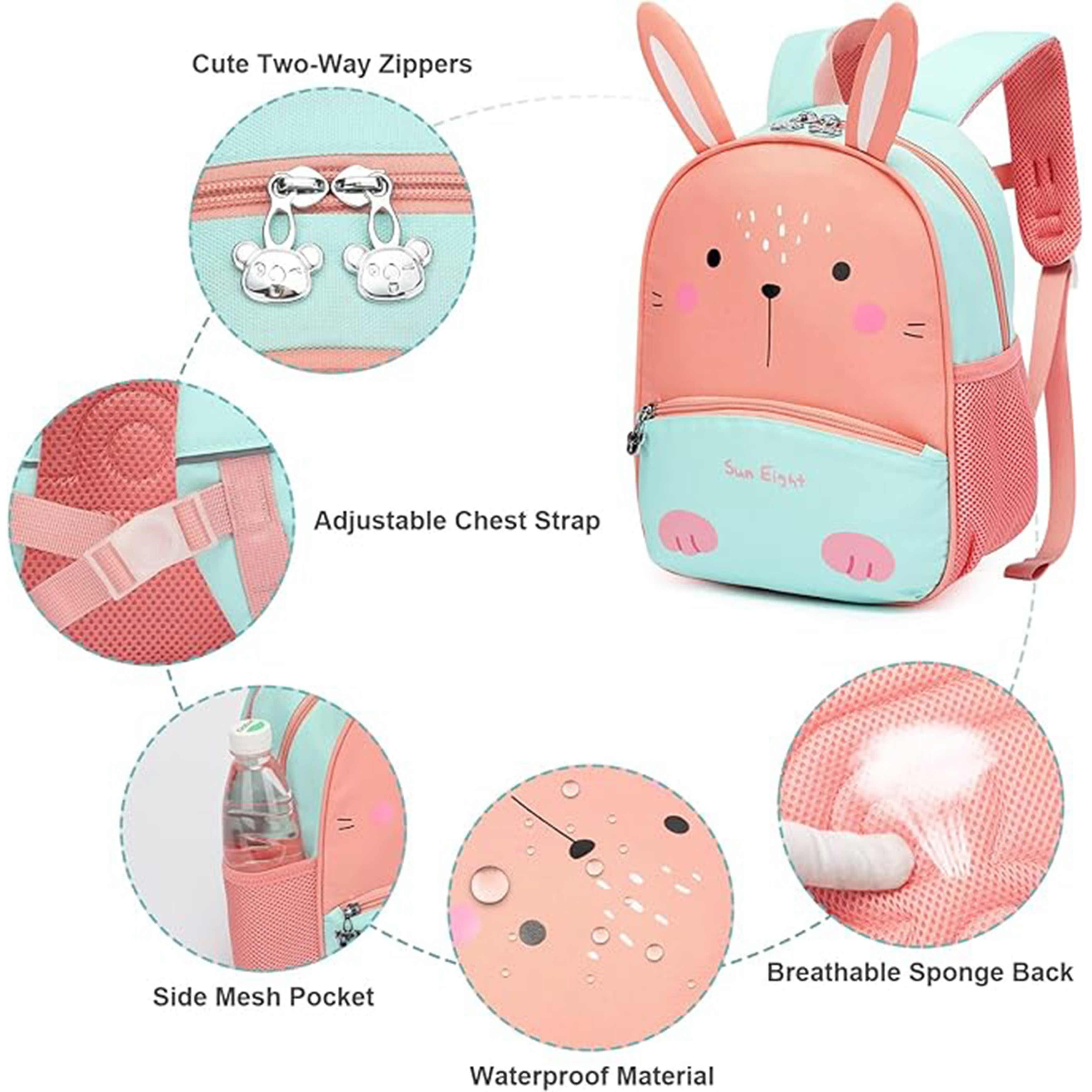 Sun Eight Toddler Backpack 3D Cartoon Mini School Travel Bag for Baby Girls & Boys 2-6 Years – Green & Red | SE2837