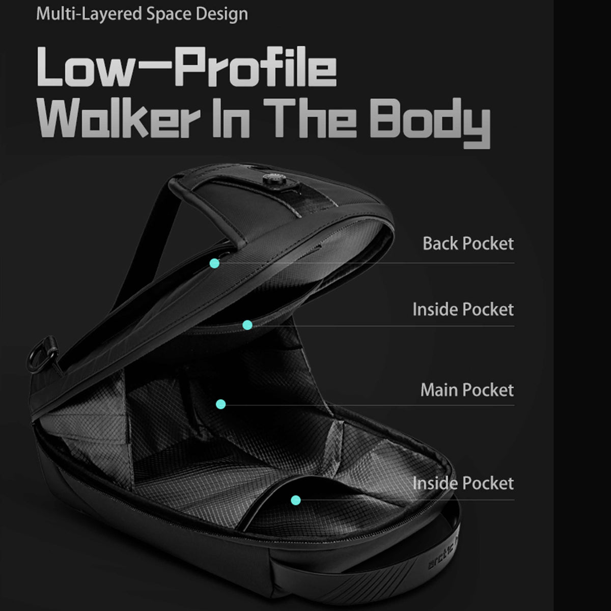 Arctic Hunter Fashion Crossbody Bag Water Resistant 180° Degree Opening Anti-Theft Polyester Chest Bag for Business Travel, XB00121