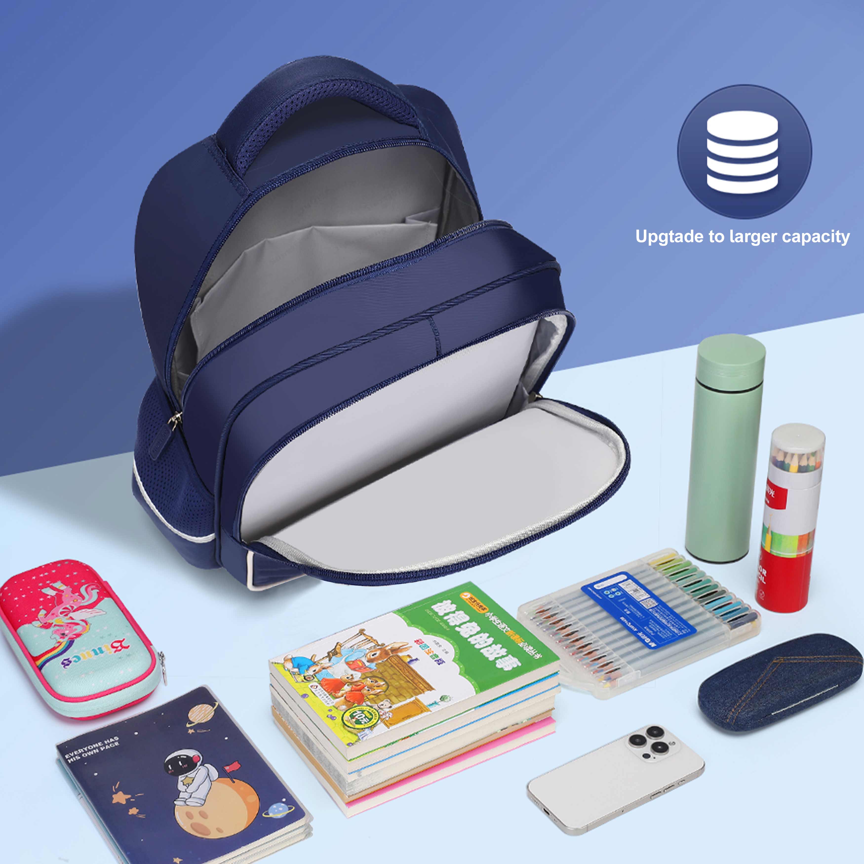 Sun Eight Premium 15.5-Inch Lightweight Water-Resistant Polyester School Backpack for Boys – Navy | SE22260