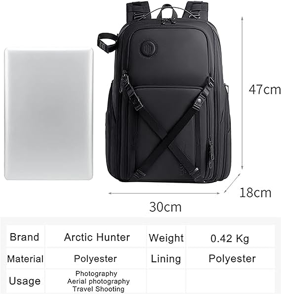 Arctic Hunter Professional Camera Backpack Shock Proof Water Resistant with Separate Laptop Compartment TSA Opening Daypack for Men and Women, B00575