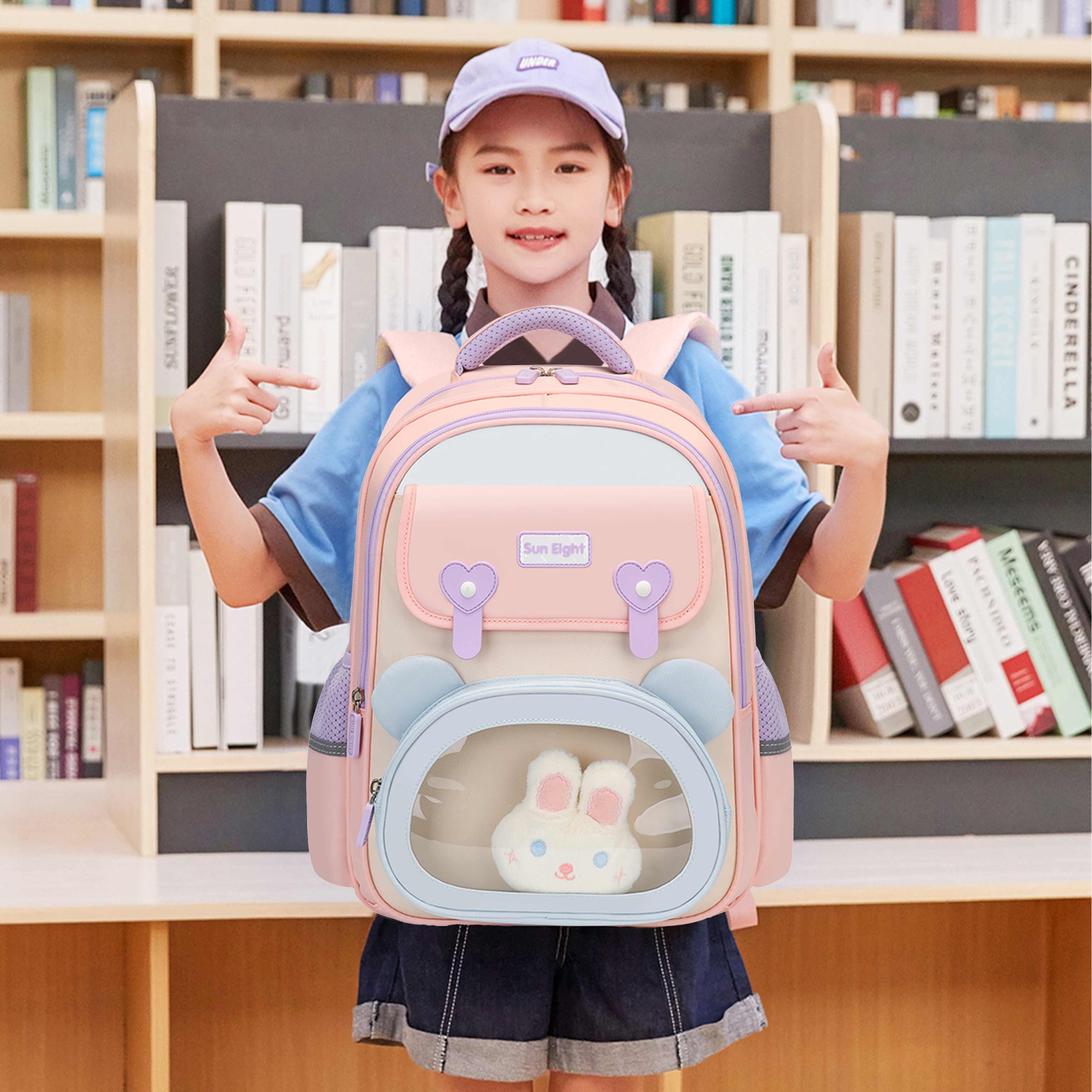 Sun Eight Premium Kids Backpack 15.5-Inch Lightweight Water-Resistant Polyester School Backpack for Girls – Pink | SE22260