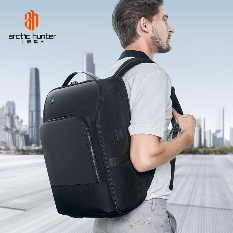 Artic Hunter Tough Men Shoulder Daypack Water Resistant Synthetic Durable Backpack with Built in USB and Headphone Port, B00403
