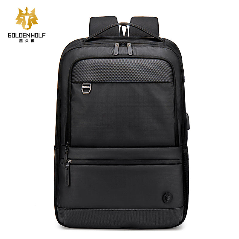 Artic Hunter Golden Wolf Shoulder Daypack Water Resistant 17-inch Expandable Laptop Backpack with Built in USB port and Earphone Jack for Unisex, GB00402
