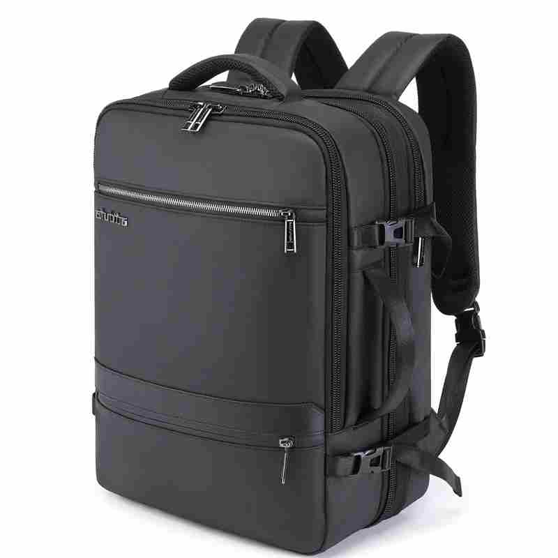 Arctic Hunter Expandable Travel Backpack Water Resistant 180° Opening Built In USB/Headphone Port Computer Bag for Men Women, B00350 - Black