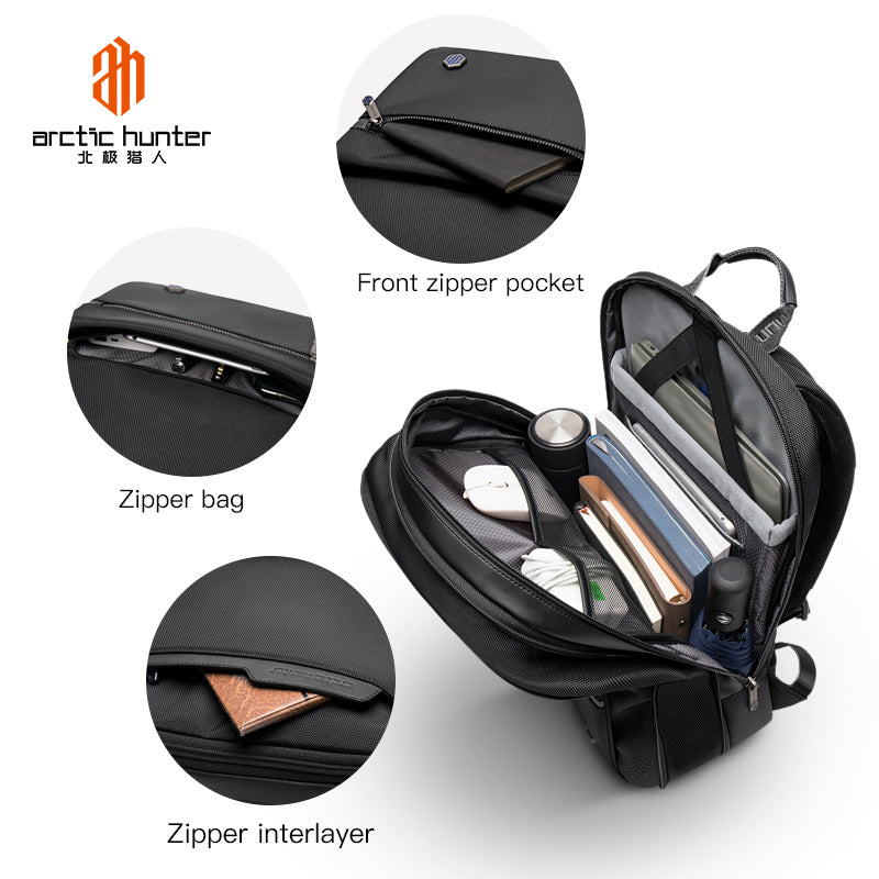 Arctic Hunter Business Laptop Backpack for Men and Women 15-inch Expandable Shoulder bag for School College Office and Travel, B00410 Black