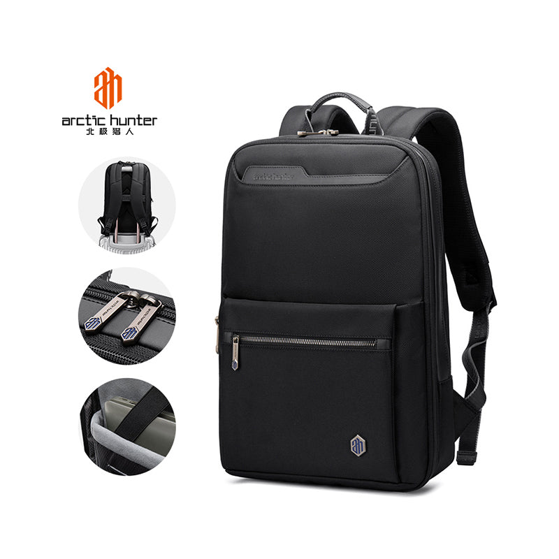 Arctic Hunter Business Laptop Backpack for Men and Women 15-inch Expandable Shoulder bag for School College Office and Travel, B00410 Black