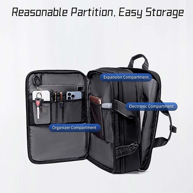 Arctic Hunter Travel Backpack Convertible Top loader 17-inch Expandable messenger bag Water Repellant TSA Friendly multi pocket laptop bag for Unisex, B00540