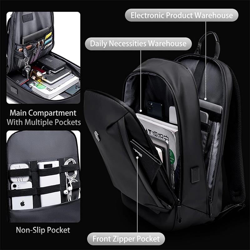 Arctic Hunter Stylish Anti-Theft Water-Repellant Laptop Backpack with Built-in USB and Earphone Ports, B00428 - Premium Travel and College Daypack