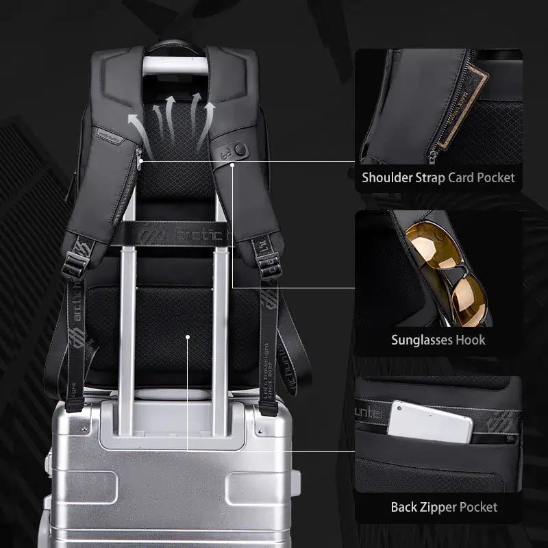 Arctic Hunter Stylish Anti-Theft Water-Repellant Laptop Backpack with Built-in USB and Earphone Ports, B00428 - Premium Travel and College Daypack