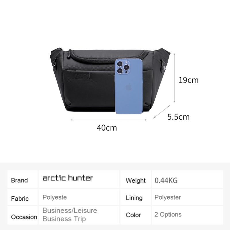 Arctic Hunter Crossbody Waist Belt Bag Anti-Theft Water Repellent Chest Bag for Men Women on Shopping Travel Office Hiking, Y00565 Black