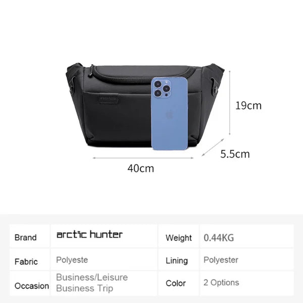 Arctic Hunter Crossbody Waist Belt Bag Anti-Theft Water Repellent Chest Bag for Men Women on Shopping Travel Office Hiking, Y00565 Black