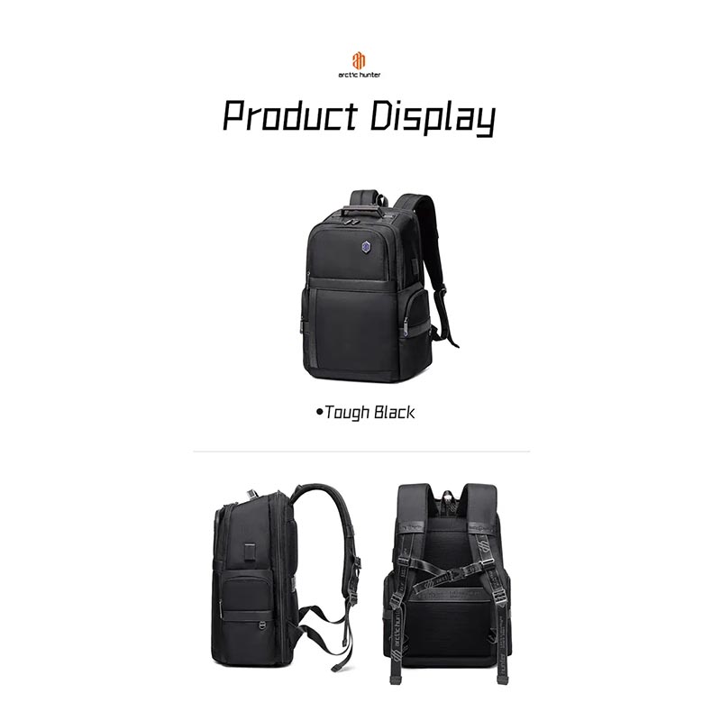 Arctic Hunter Stylish Anti-Theft Water-Repellant Laptop Backpack with Built-in USB and Earphone Ports, B00428 - Premium Travel and College Daypack