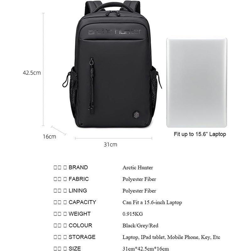 Arctic Hunter Travel Backpack for Men 21 L Durable Premium Water-resistant Shoulder Laptop Daypack for Office Business Travel College School, B00534