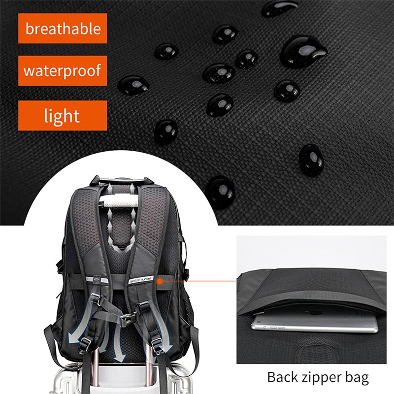 Arctic Hunter Water Resistant Travel Backpack with Built In USB and Headphone Port for Unisex, B00388