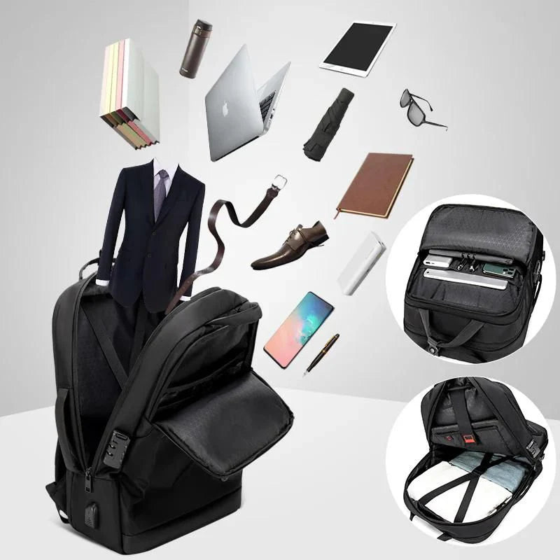 Artic Hunter Golden Wolf Travel Daypack Water Resistant Anti-Theft 17 inch Shoulder bag with built in USB port and 3-Digit Combination Lock for Unisex, GB00397