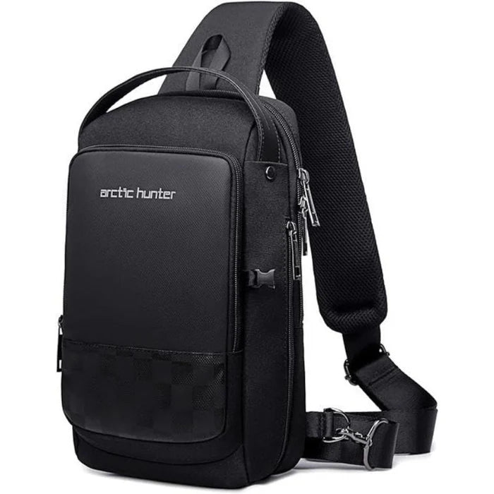 Arctic Hunter Crossbody Sling Bag Water Resistant Anti-Theft Unisex Small Shoulder Bag with Built in USB Port for Business Travel, XB00105 Black