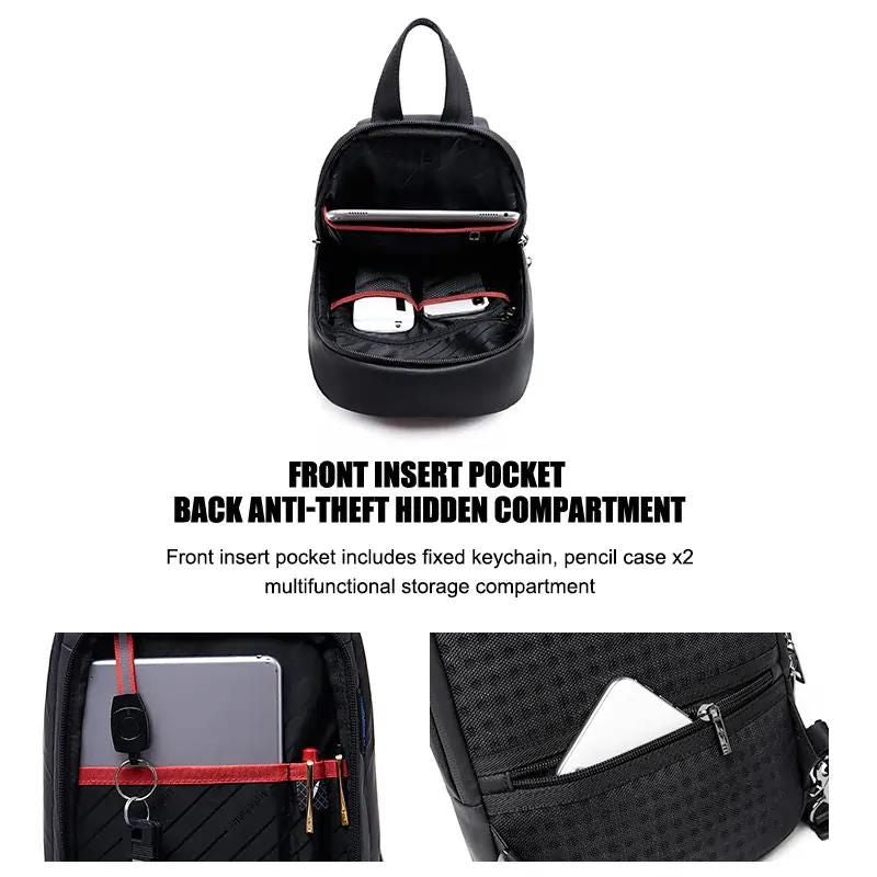 Arctic Hunter Hard Shell Cross-Body Sling Bag Water Resistant Anti-Theft Unisex Shoulder bag with Built in USB Port for Travel Business, XB00080