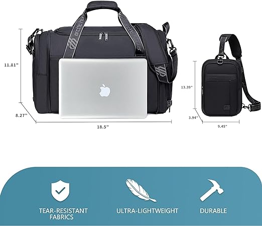 Arctic Hunter Foldable Duffel Bag Water Resistant Travel Bag with Shoe Compartment with Detachable Shoulder Straps for Men and Women, LX0021