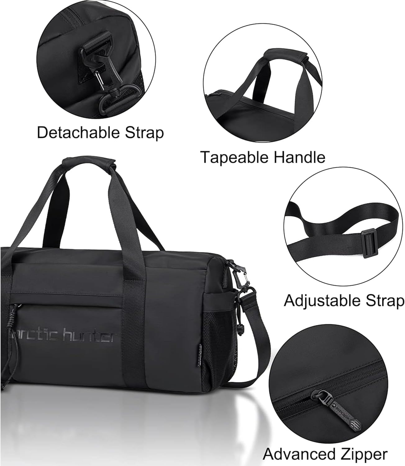 Arctic Hunter 25L Premium Gym Bag Water Resistant Duffel Bag with Shoe Compartment with Detachable Shoulder Straps for Men and Women, LX00537