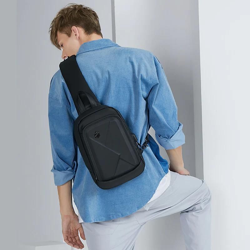 Arctic Hunter Hard Shell Cross-Body Sling Bag Water Resistant Anti-Theft Unisex Shoulder bag with Built in USB Port for Travel Business, XB00080