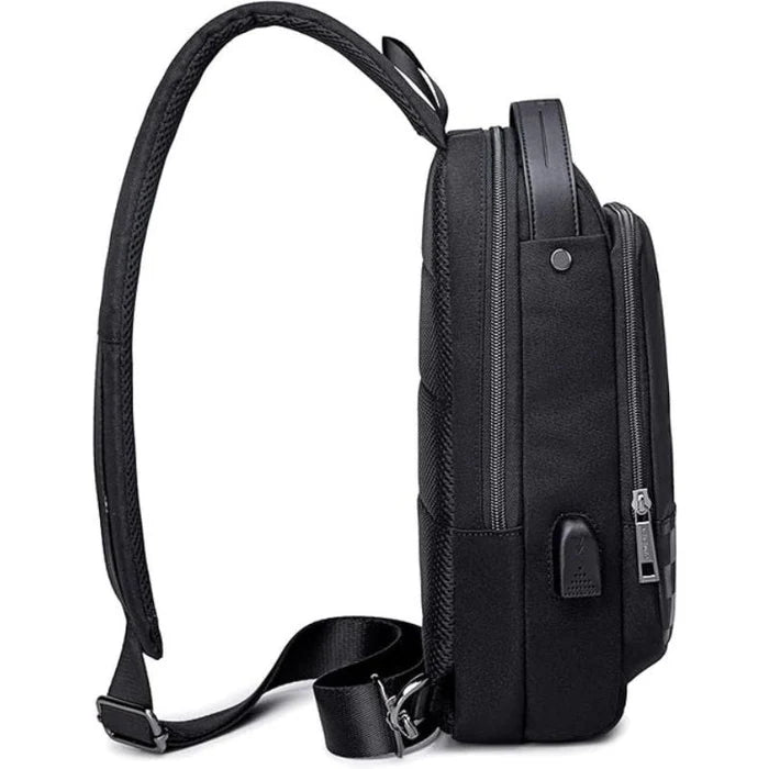 Arctic Hunter Crossbody Sling Bag Water Resistant Anti-Theft Unisex Small Shoulder Bag with Built in USB Port for Business Travel, XB00105 Black