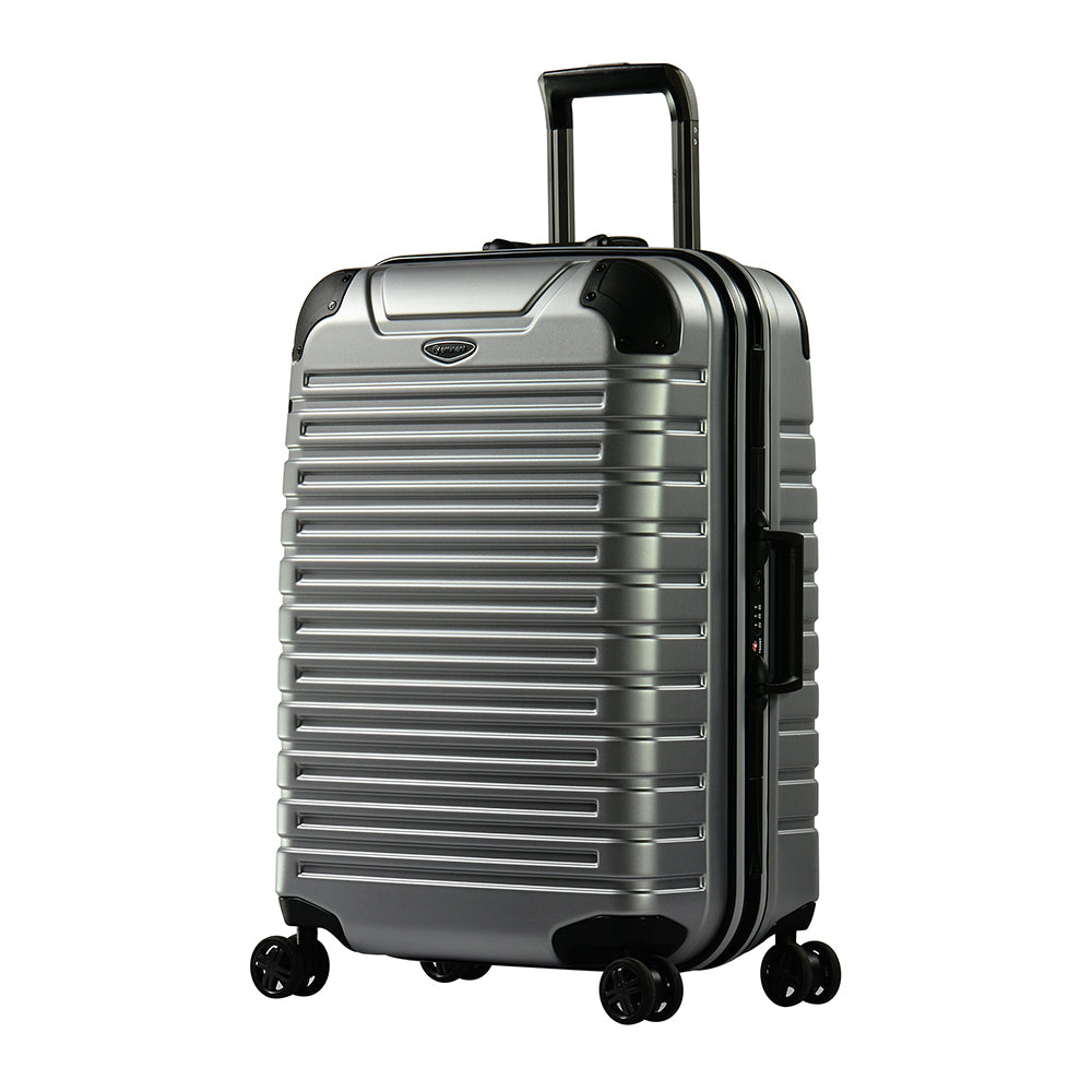 Eminent 28" Matt PC Twin four wheels checked luggage trolley (E9Q3M-28) - buyluggageonline