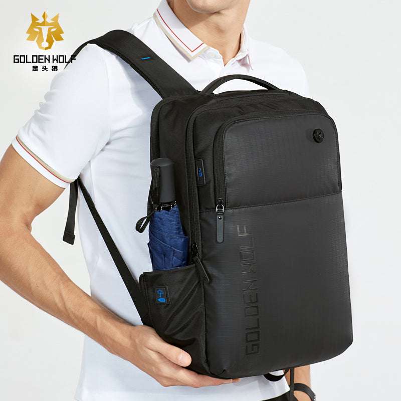 Artic Hunter Golden Wolf Laptop Backpack Water Resistant 20 L Shoulder bag with built in USB port and headphone Jack for Unisex, GB00399