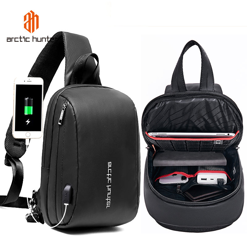 Arctic Hunter Cross-Body Sling Bag Water Resistant Anti-Theft Unisex Shoulder bag with Built in USB Port for Travel Business Shopping, XB00081