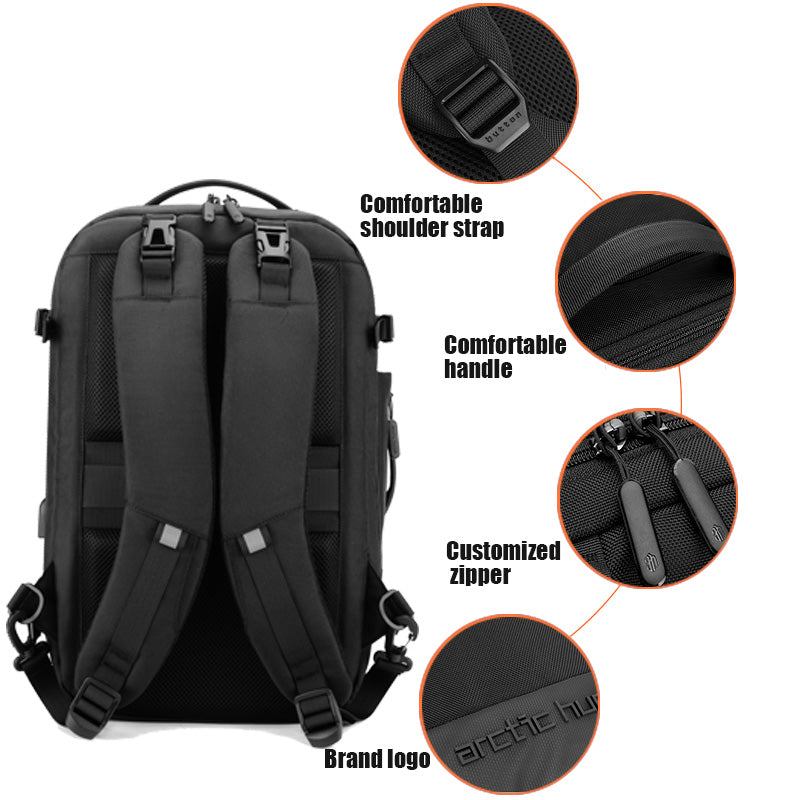 Arctic Hunter 3 in 1 Travel Backpack Convertible Top Loader Water Repellent Daypack with Built in USB Port and Headphone Jack for Men and Women, B00382