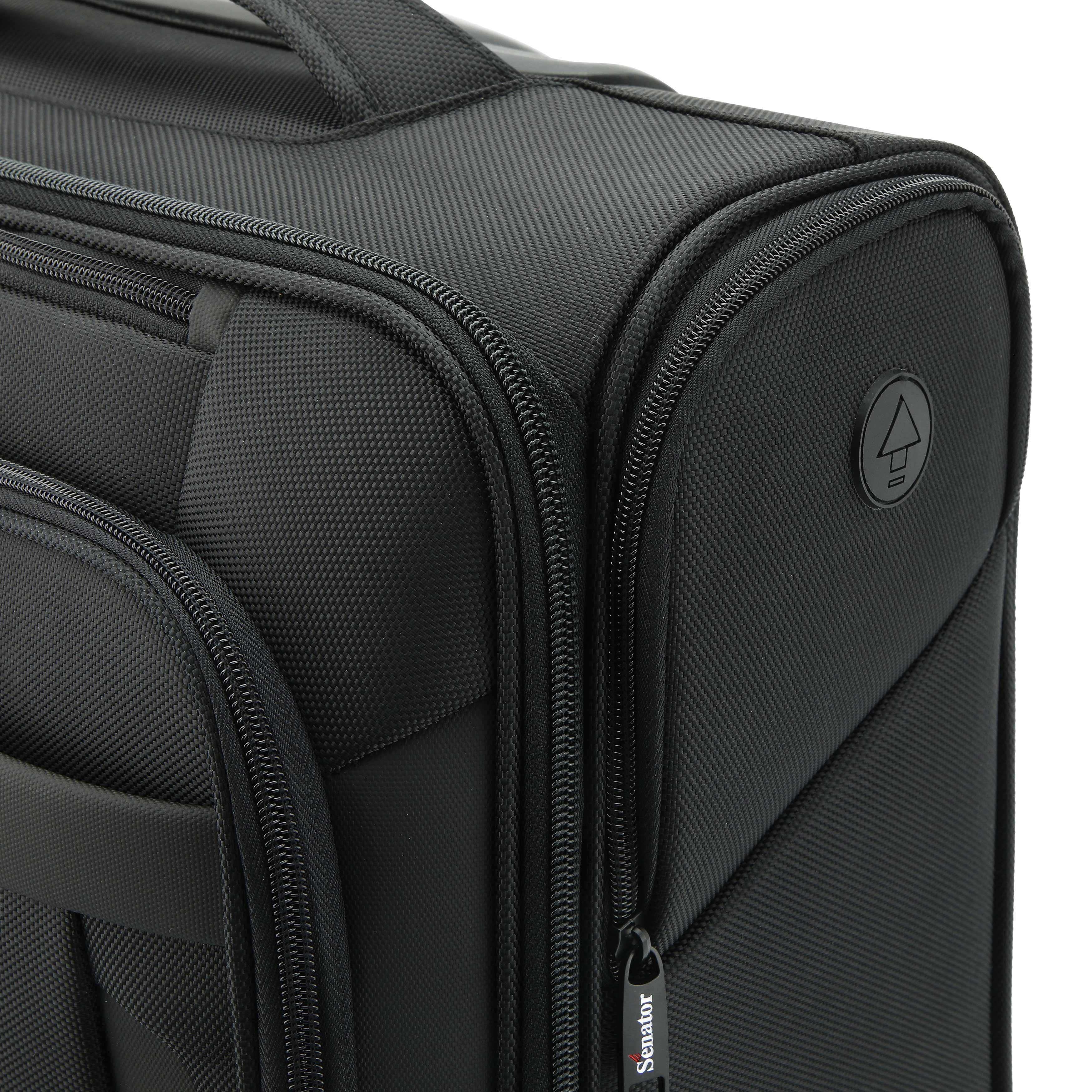 Senator 17-inch Premium Rolling Laptop Bag Water Resistant 4 Double Spinner Wheeled Pilot Case with Safe Zippers for Unisex, KH103