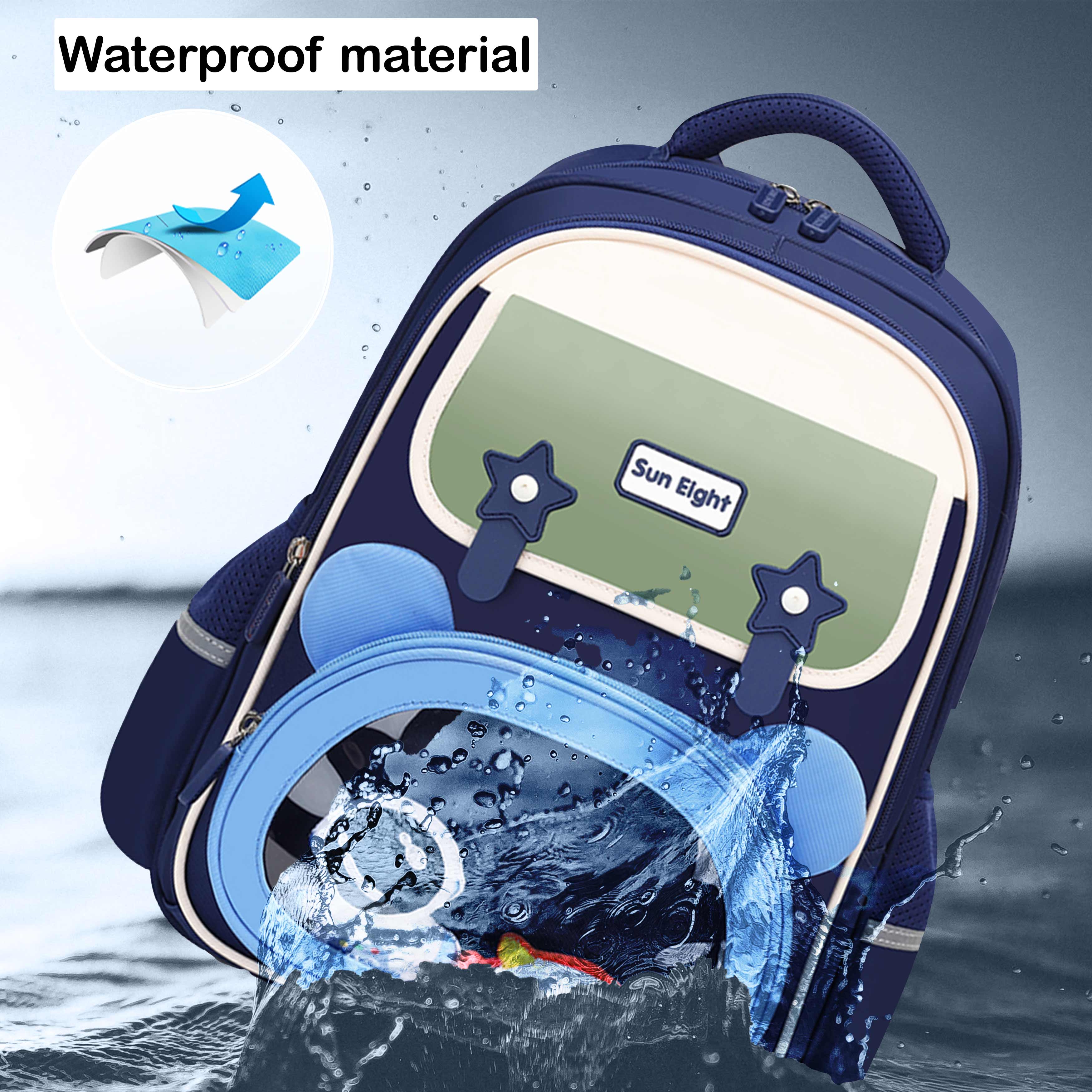Sun Eight Premium 15.5-Inch Lightweight Water-Resistant Polyester School Backpack for Boys – Navy | SE22260