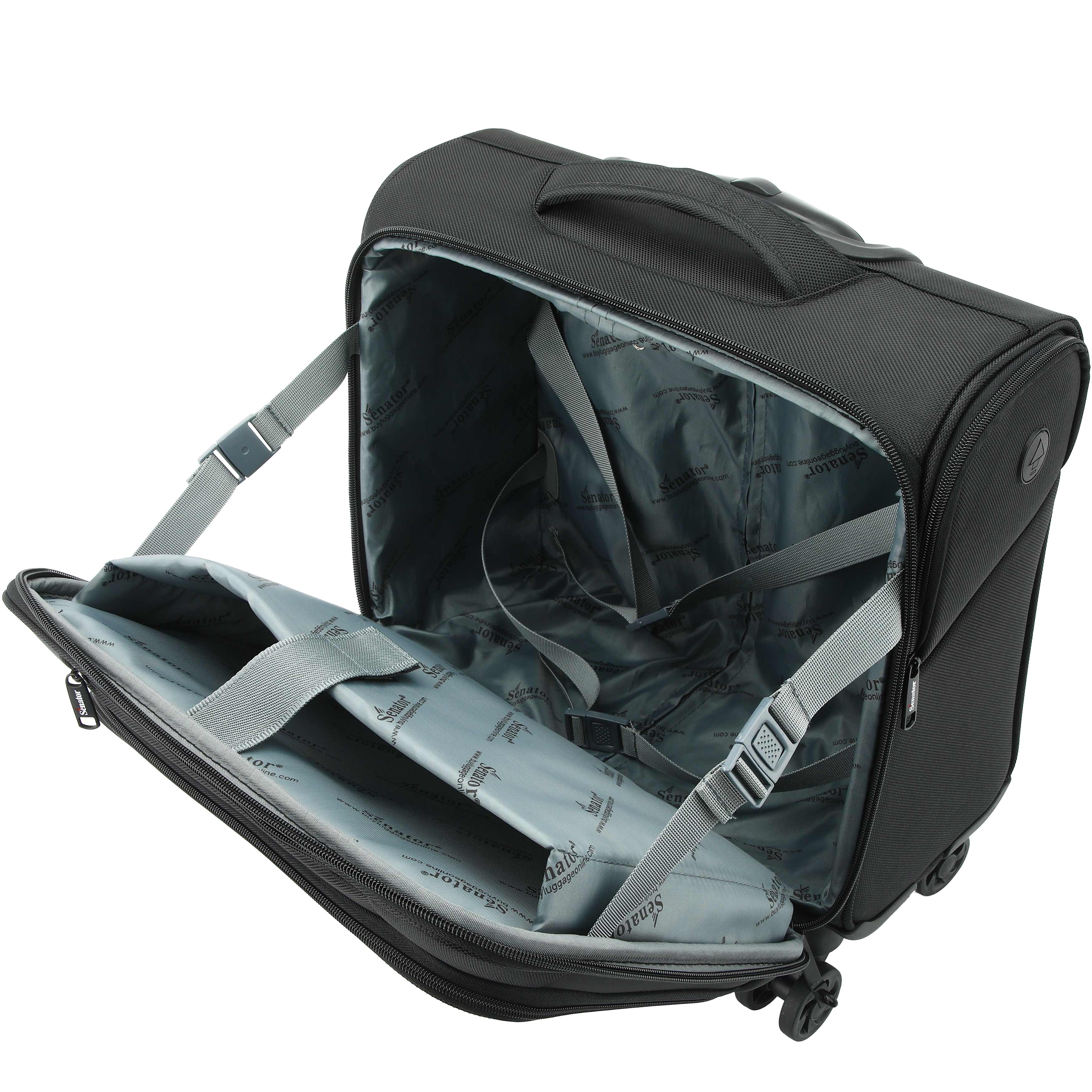 Senator 17-inch Premium Rolling Laptop Bag Water Resistant 4 Double Spinner Wheeled Pilot Case with Safe Zippers for Unisex, KH103