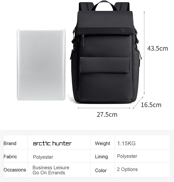 Arctic Hunter 17 Inch Durable Polyester Backpack with Separate Laptop Compartment TSA Opening for Men and Women, B00562