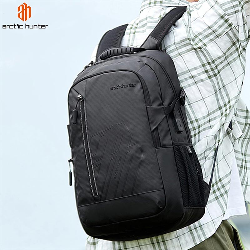 Arctic Hunter 26l Laptop Backpack Water Resistant Anti-Theft Pocket with USB Port And Separate Laptop Compartment Premium Office Backpack B00387 Black