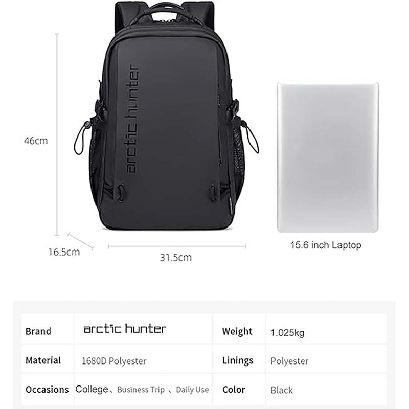 Arctic Hunter Light Weight Premium Shoulder Backpack 15.6 inch Water Resistant Laptop Daypack for Men and Women, B00530