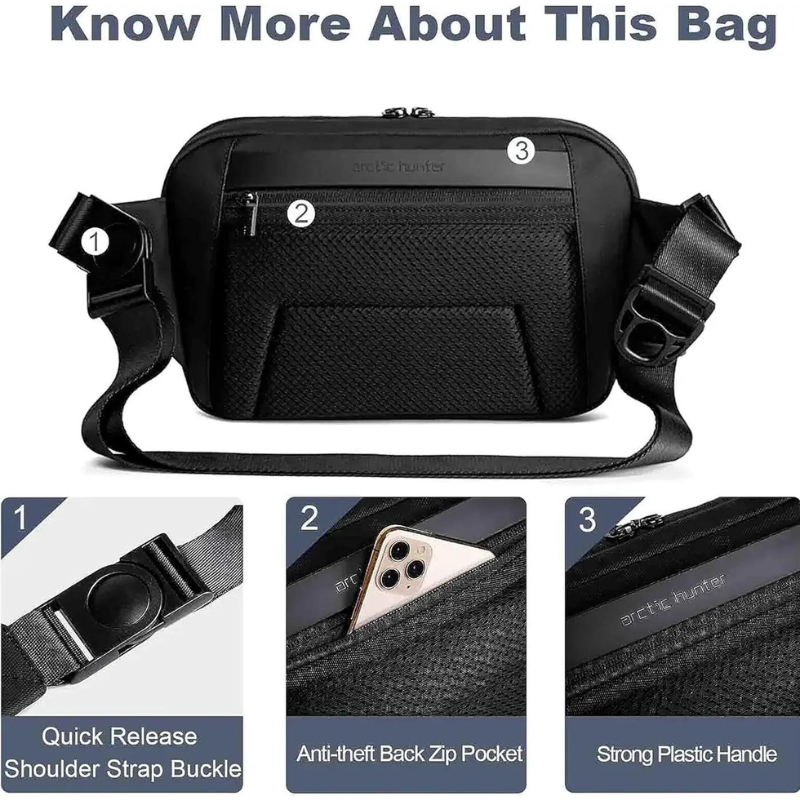 Arctic Hunter Stylish Crossbody Bag Anti-Theft Water Repellent Chest Bag for Men Women on Shopping Travel Office Hiking, Y00561