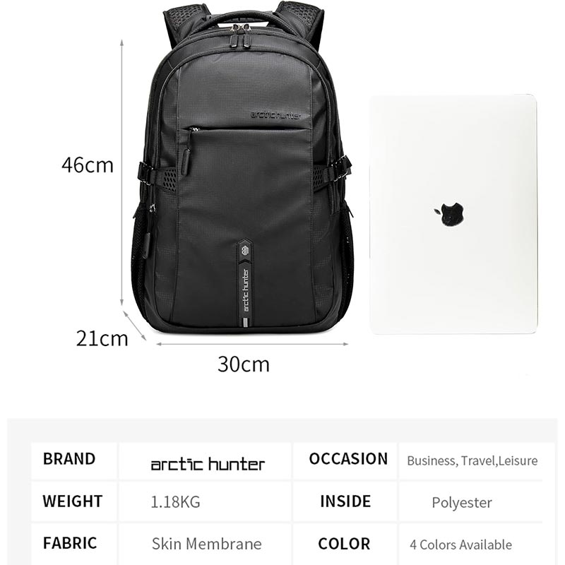 Arctic Hunter Water Resistant Travel Backpack with Built In USB and Headphone Port for Unisex, B00388