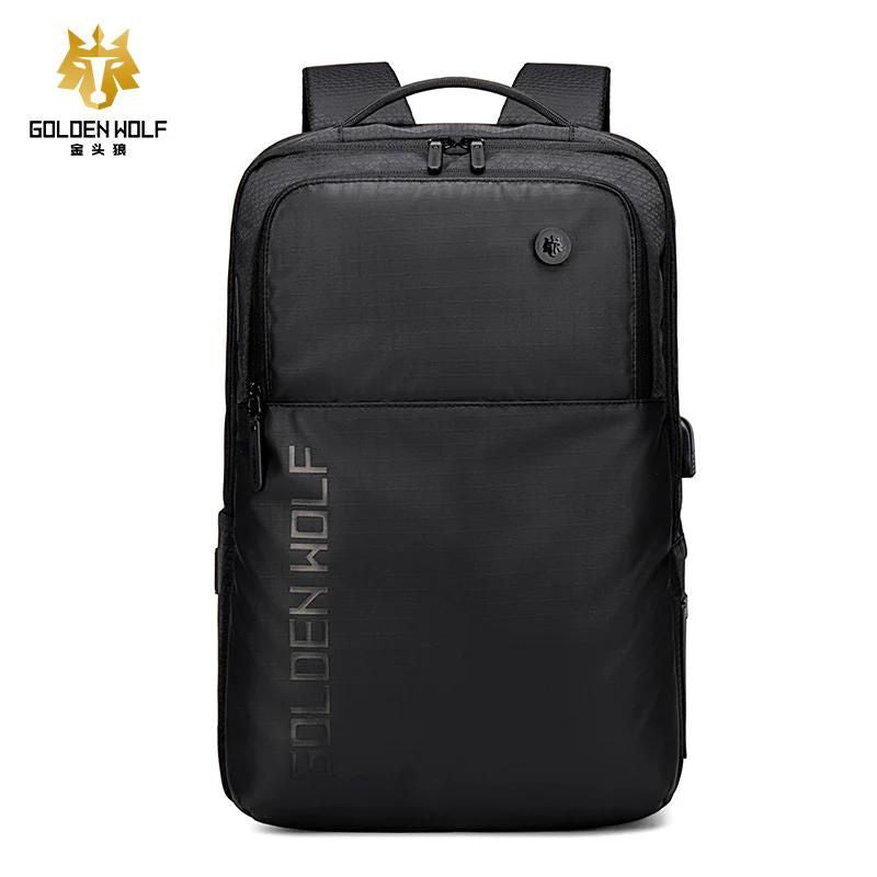 Arctic Hunter Golden Wolf Water-Resistant Laptop Backpack with USB Port & Headphone Jack - 20L Unisex Shoulder Bag Model: GB00399 BLACK