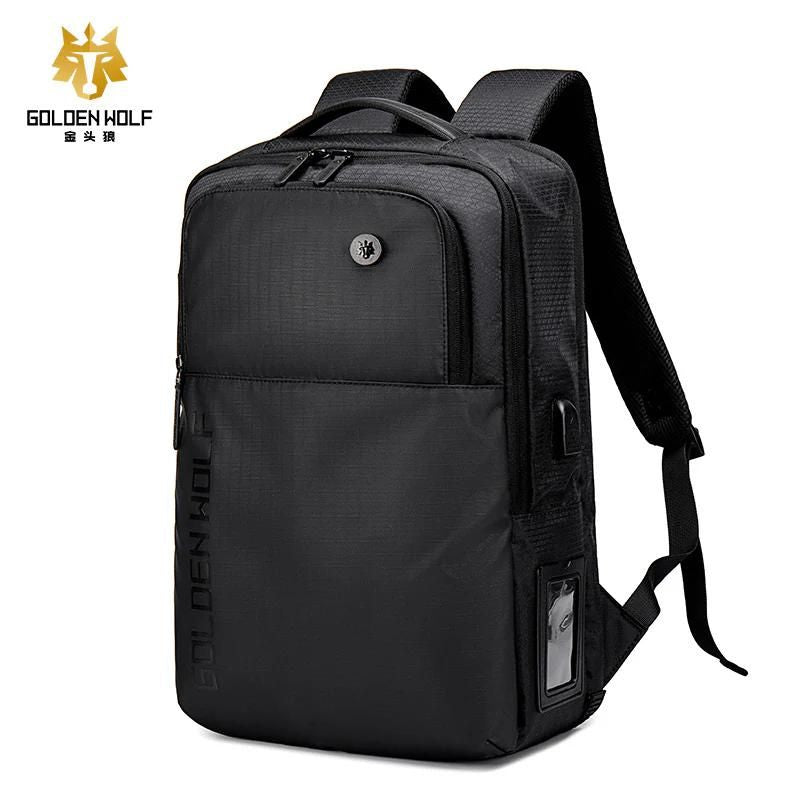 Arctic Hunter Golden Wolf Water-Resistant Laptop Backpack with USB Port & Headphone Jack - 20L Unisex Shoulder Bag Model: GB00399 BLACK