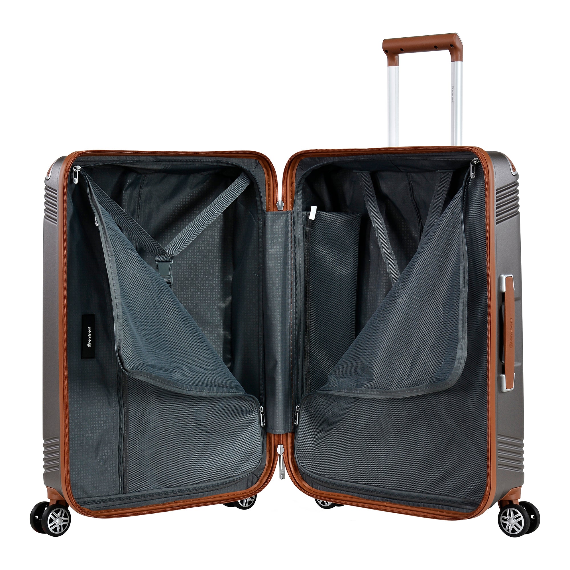 Eminent Makrolon Fashion Trolley Checked Luggage with TSA Approved Combination Lock and 4 Quite 360° double spinner wheels, KK10-24