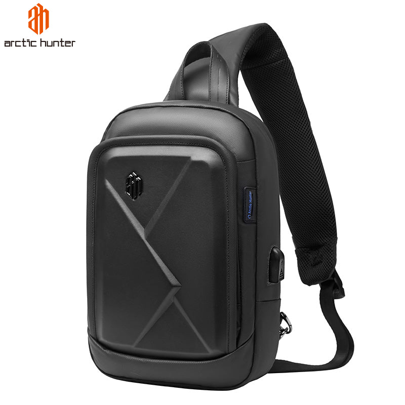 Arctic Hunter Hard Shell Cross-Body Sling Bag Water Resistant Anti-Theft Unisex Shoulder bag with Built in USB Port for Travel Business, XB00080