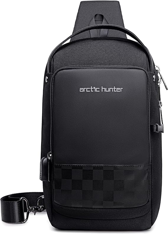 Arctic Hunter Crossbody Sling Bag Water Resistant Anti-Theft Unisex Small Shoulder Bag with Built in USB Port for Business Travel, XB00105